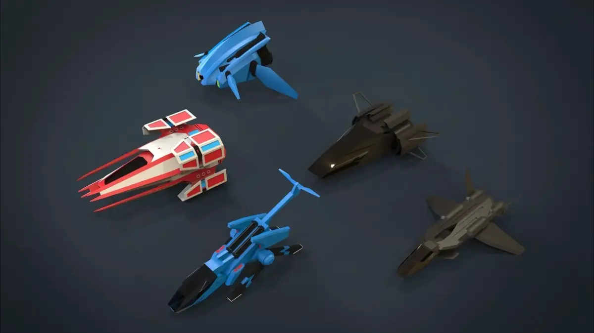 5 SpaceShip Collection 02 Low-poly 3D model