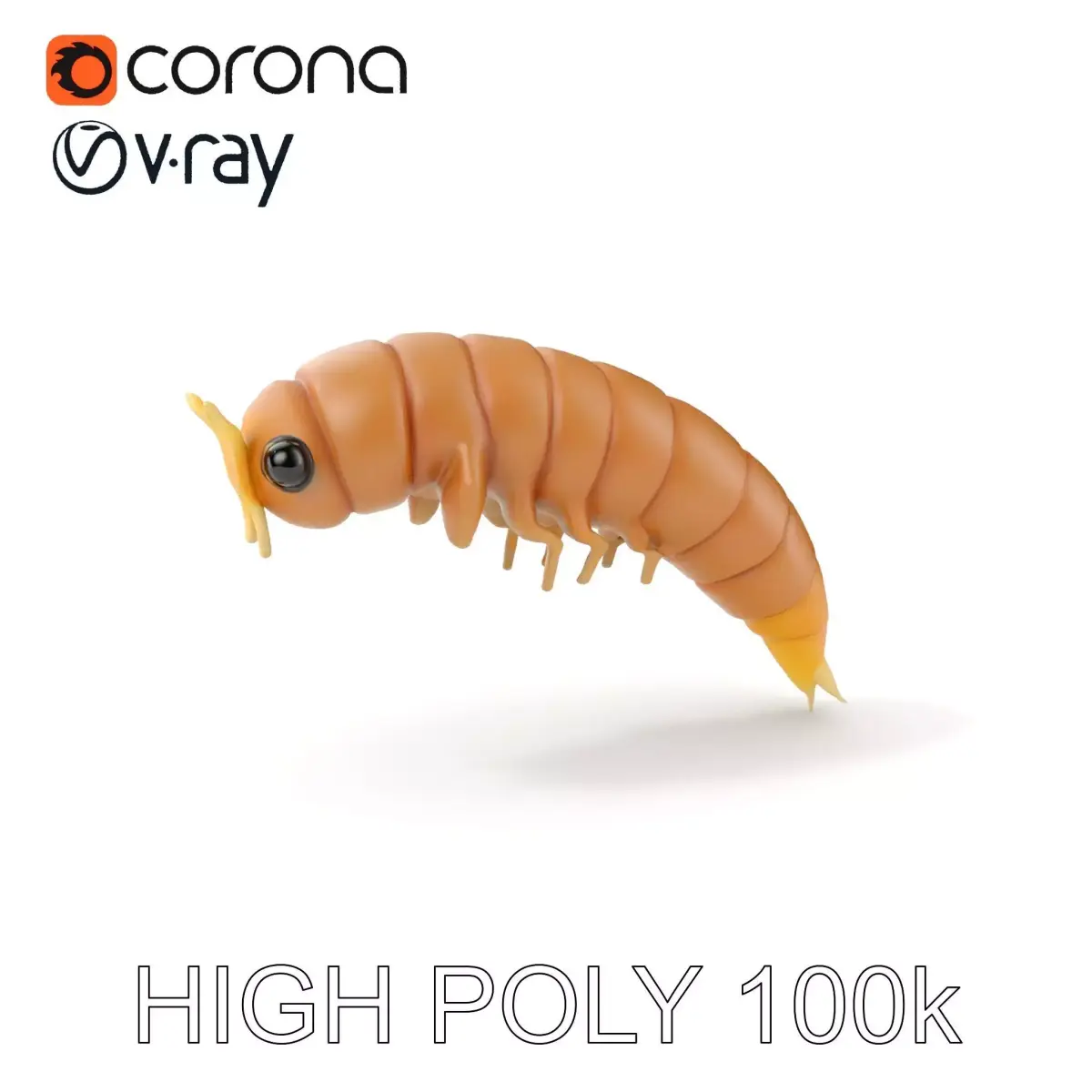 Detailed Insect Larva Model Pack Low-poly 3D model