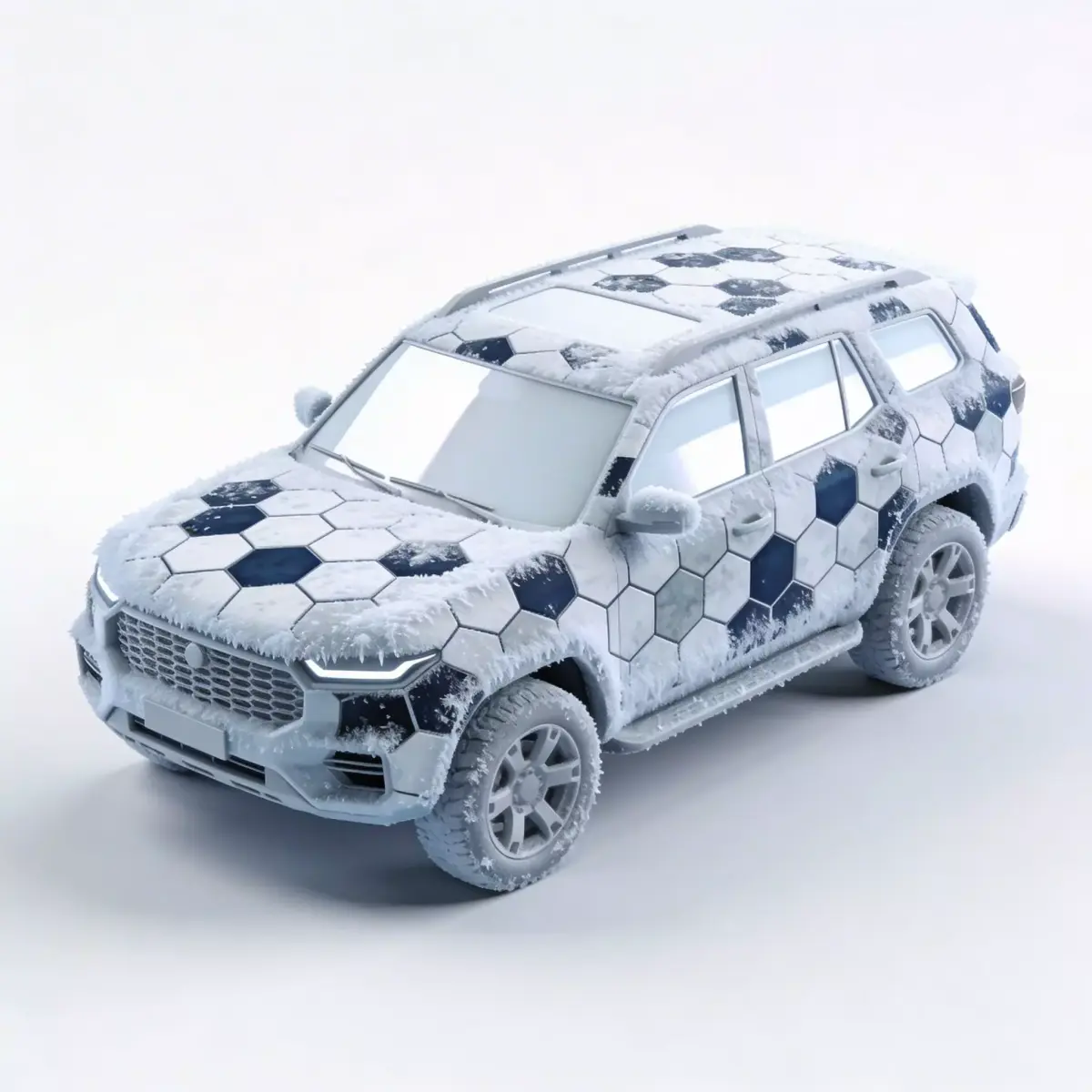 Realistic Sci-Fi Arctic Hex-Camo SUV 3d Low-poly 3D model