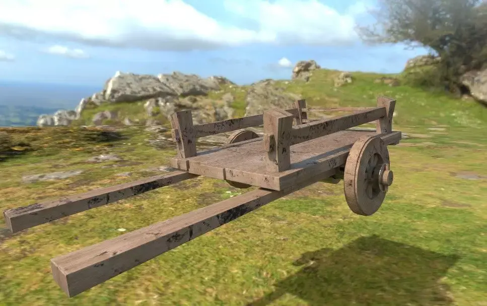 3D Cart wooden wagon Low-poly 3D model