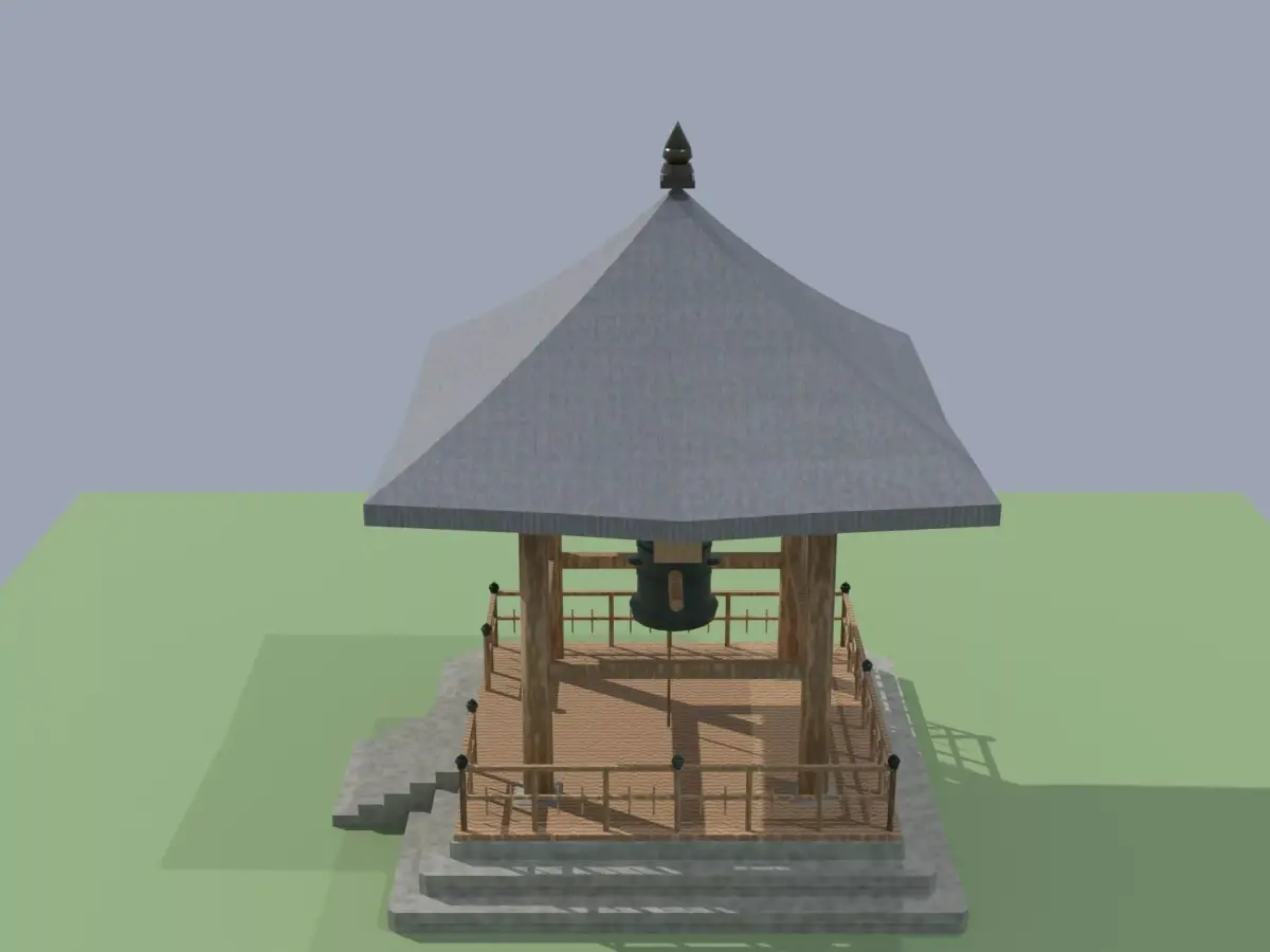 Japanese Temple Bell Tower Shouroudou Low Poly Low-poly 3D model
