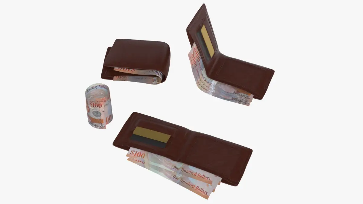 Cayman Islands British 100 Dollar Wallet Money Purse 3D model