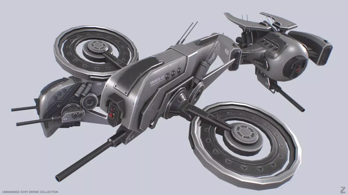 Unmanned Scifi Drone collection 3D Model Pack purchase