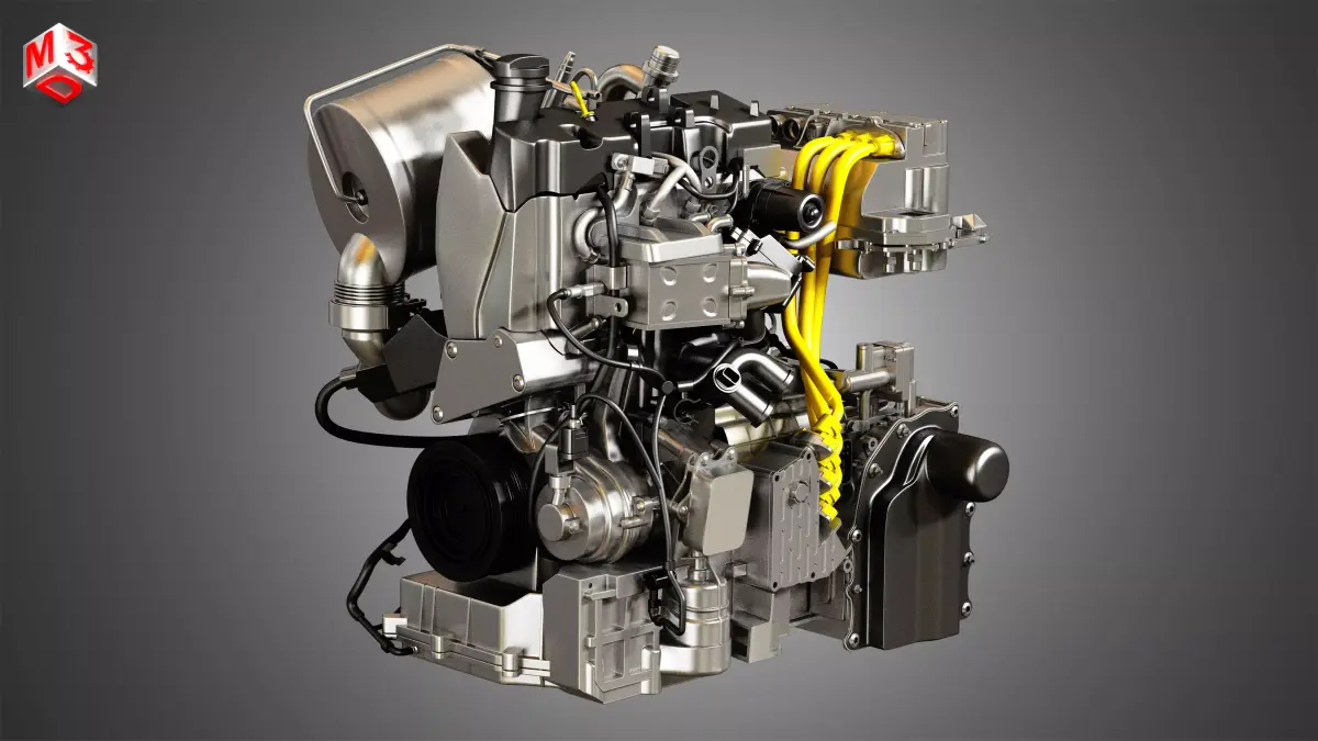 Volkswagen - XL1 Diesel-Electric Hybrid Engine 3D model
