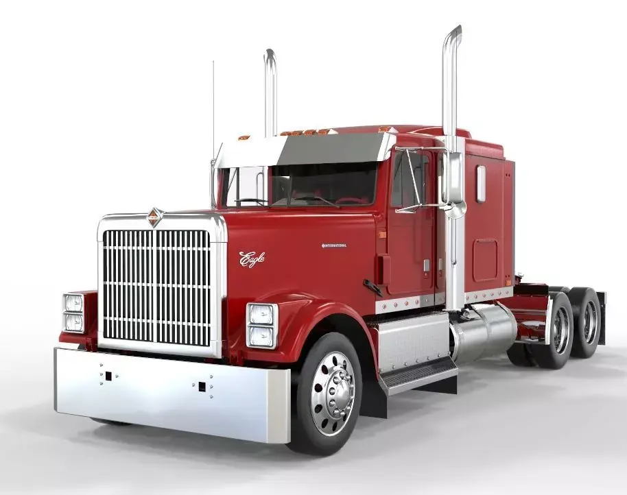 Truck international 9300 stock Flat to 3D model