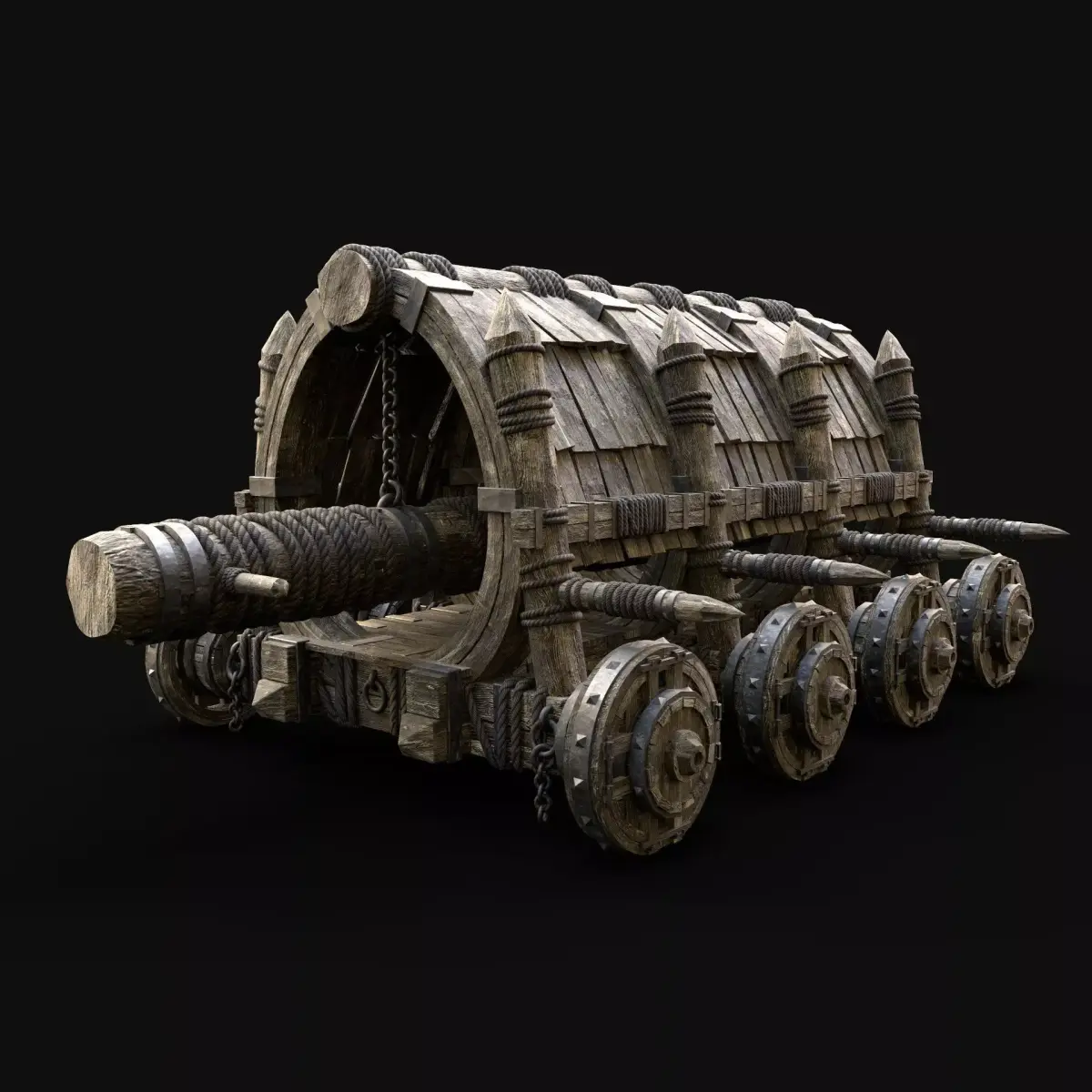 BATTERING RAM MEDIEVAL WAR MACHINE SIEGE ENGINE TANK AAA Low-poly 3D model
