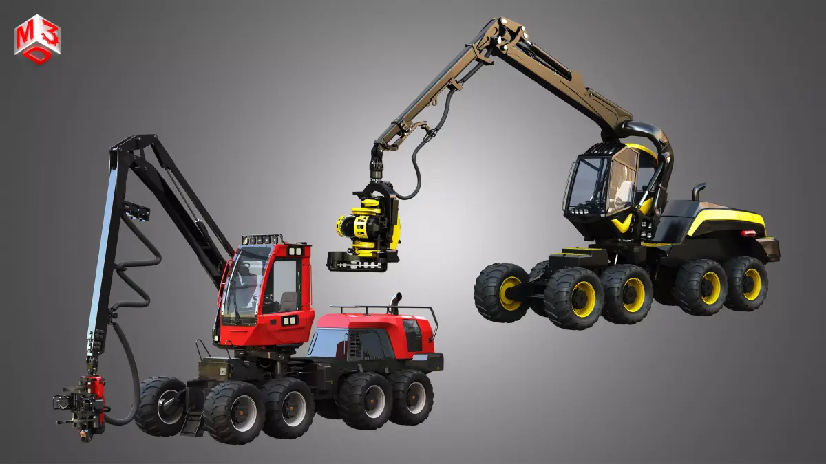 Forest Harvesters Machine - 2 in 1 3D Model Pack