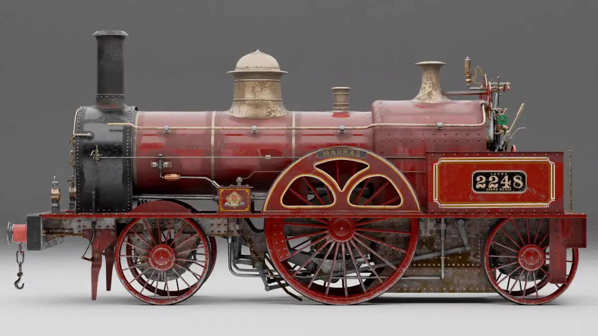 McConnell Bloomer Steam Locomotive 1851 3D model