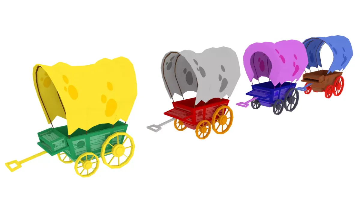 CARTOON WAGONS Low-poly 3D model