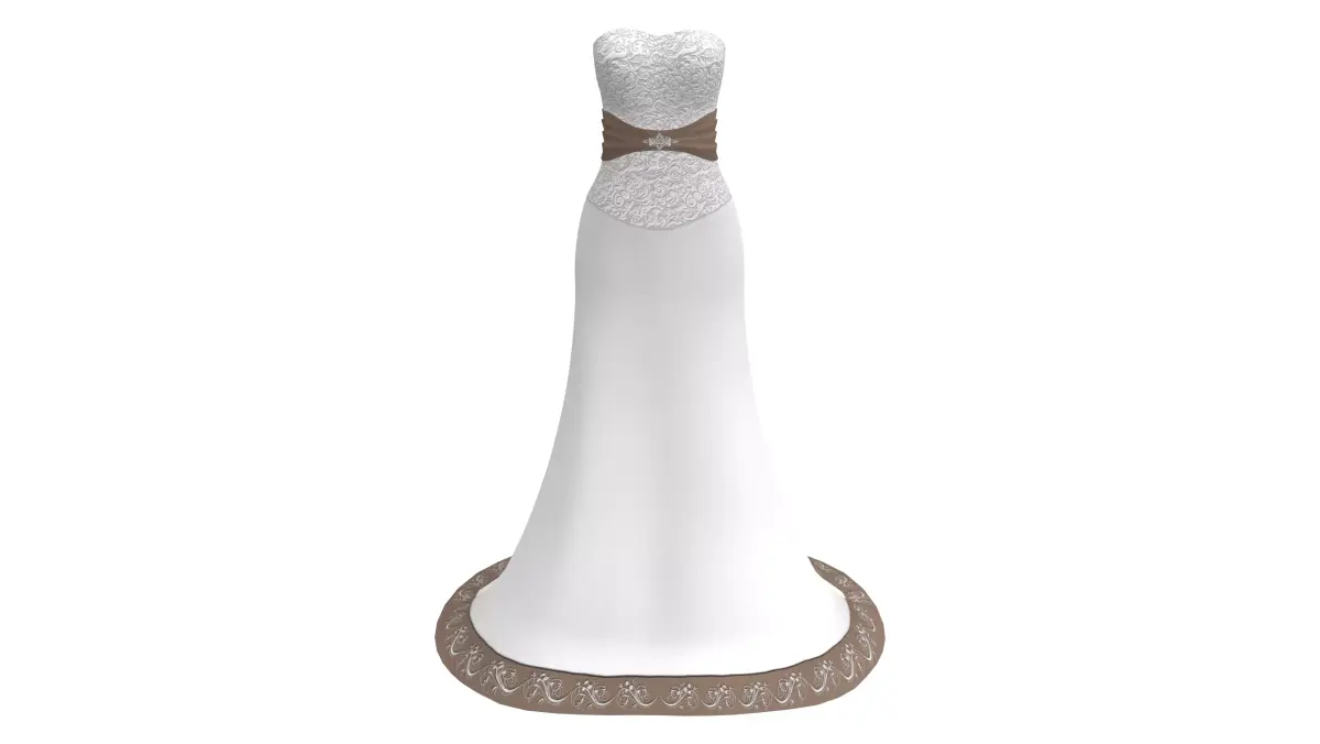 Bridal Wedding Gown Low-poly 3D model