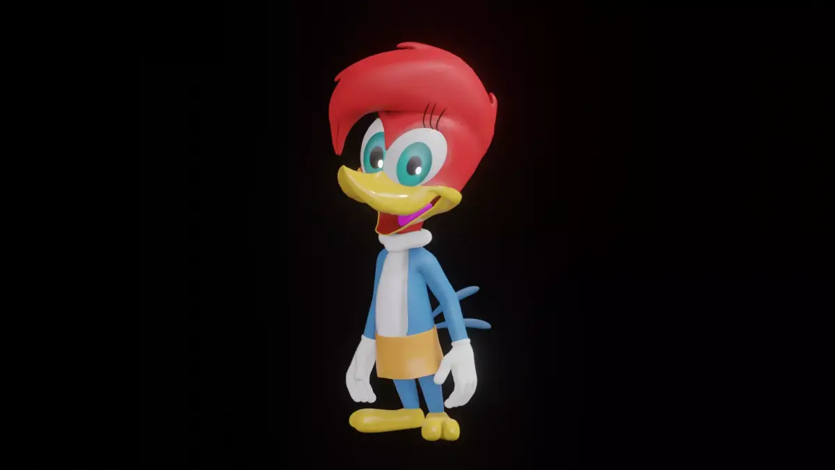 Winnie Woodpecker Low-poly 3D model