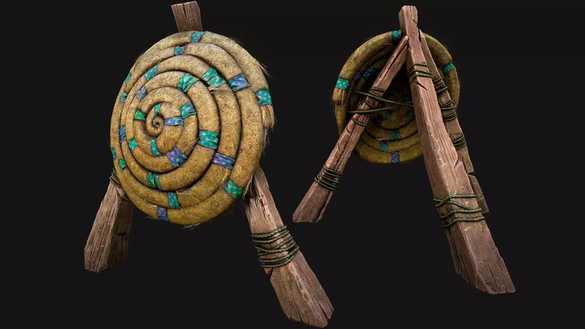 Straw Target Archer Medieval Training Fair Range Barracks Low-poly 3D model