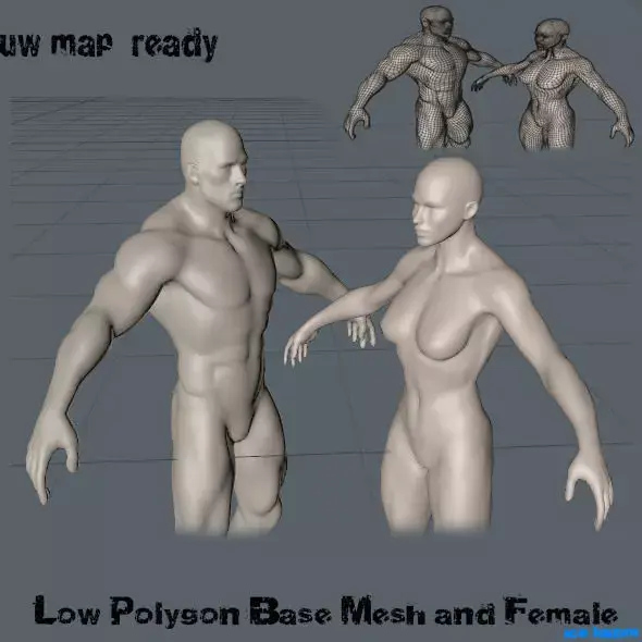 Man and Woman Low-poly 3D model