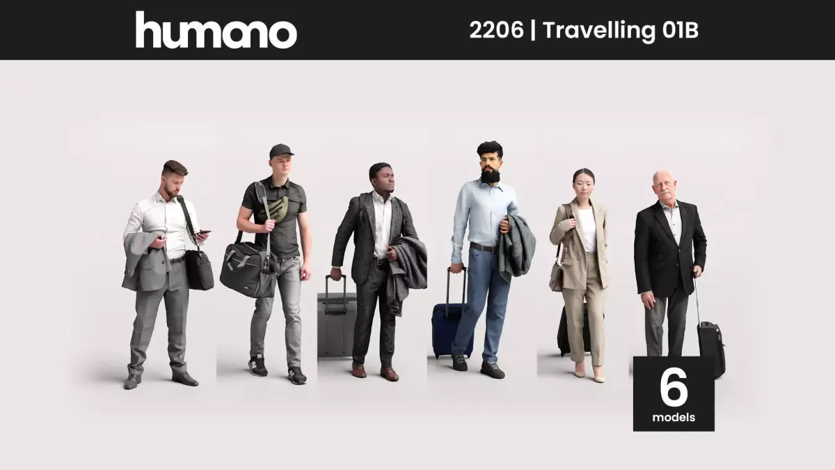 Humano 6-Pack - TRAVELING PEOPLE - 6x 3D models B