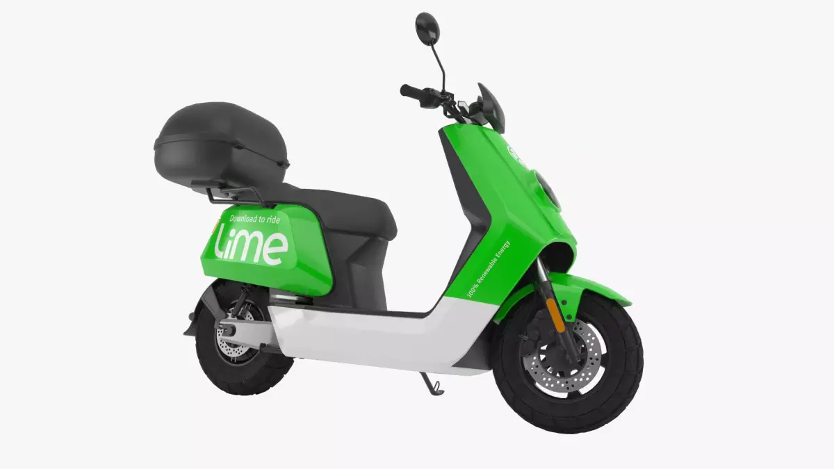 Lime Moped Low-poly 3D model