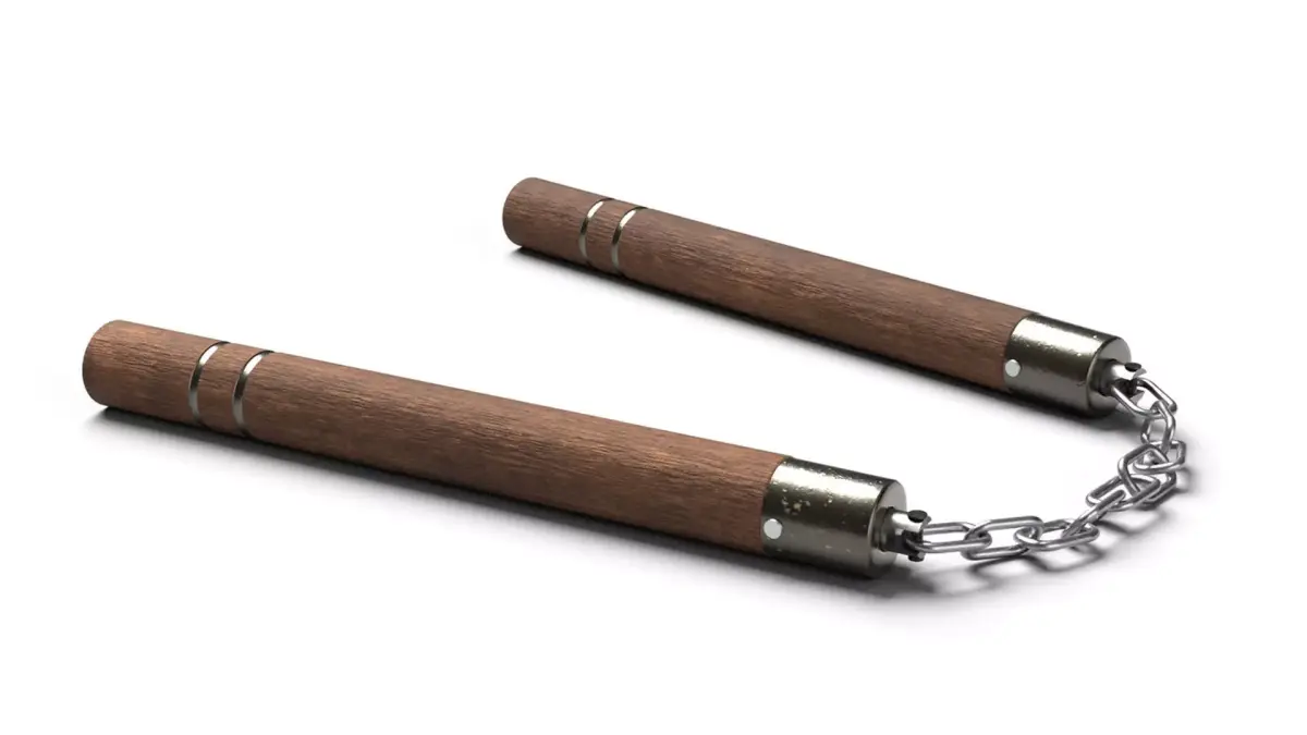Nunchaku or Nunchuck made of Wood and Steel Low Poly 3D Model Low-poly 3D model