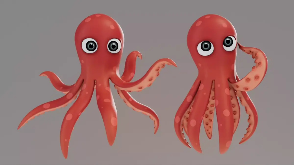 Rigged Cartoon Octopus 3D model