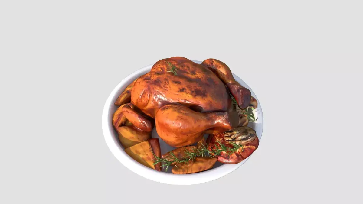 Grilled  Roasted Whole Chicken Low-poly 3D model