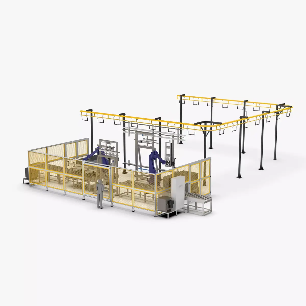 Automatic Loading and Unloading Robot Powder Spraying Line 3D model