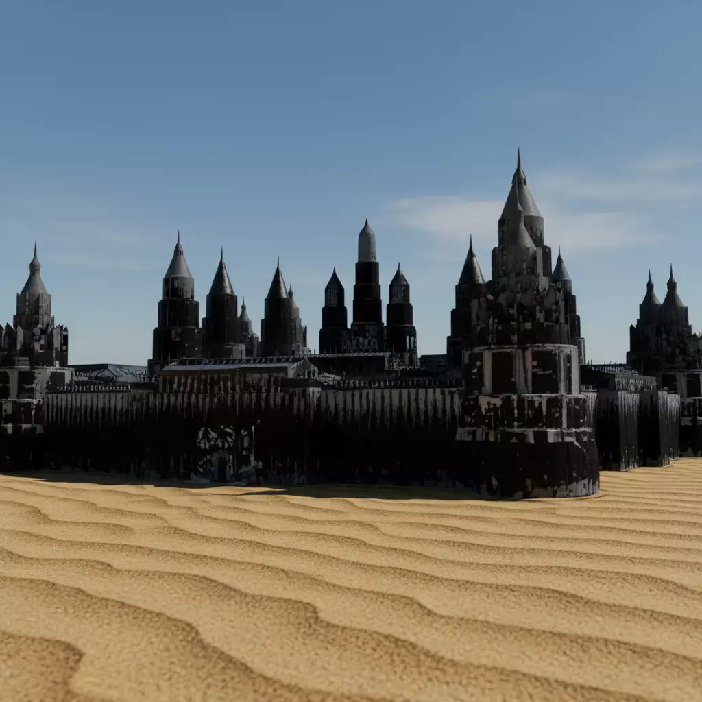 Medieval Black Castle Stronghold  Fantasy Fortress 3D Model Low-poly 3D model