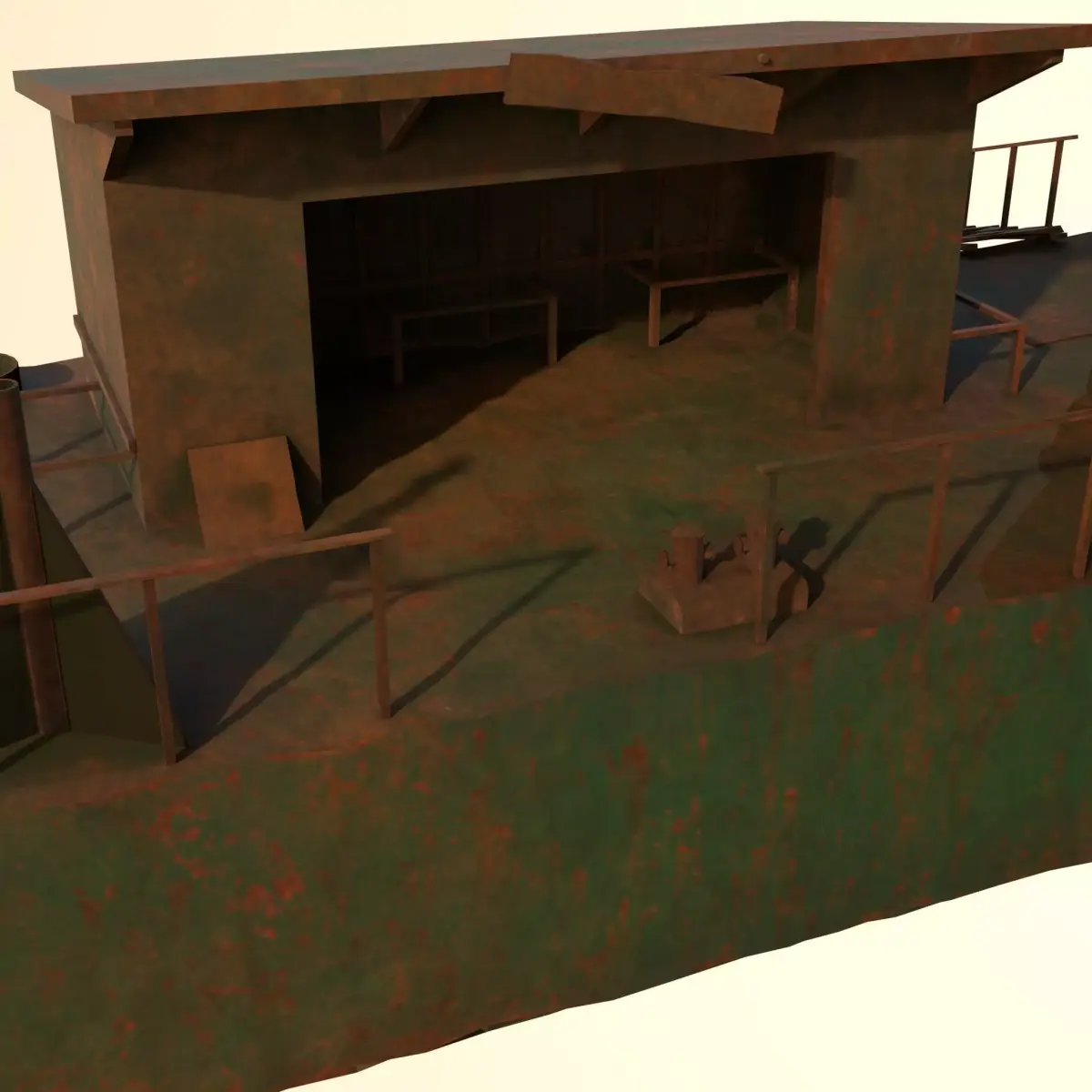 River panton  barge Low-poly 3D model