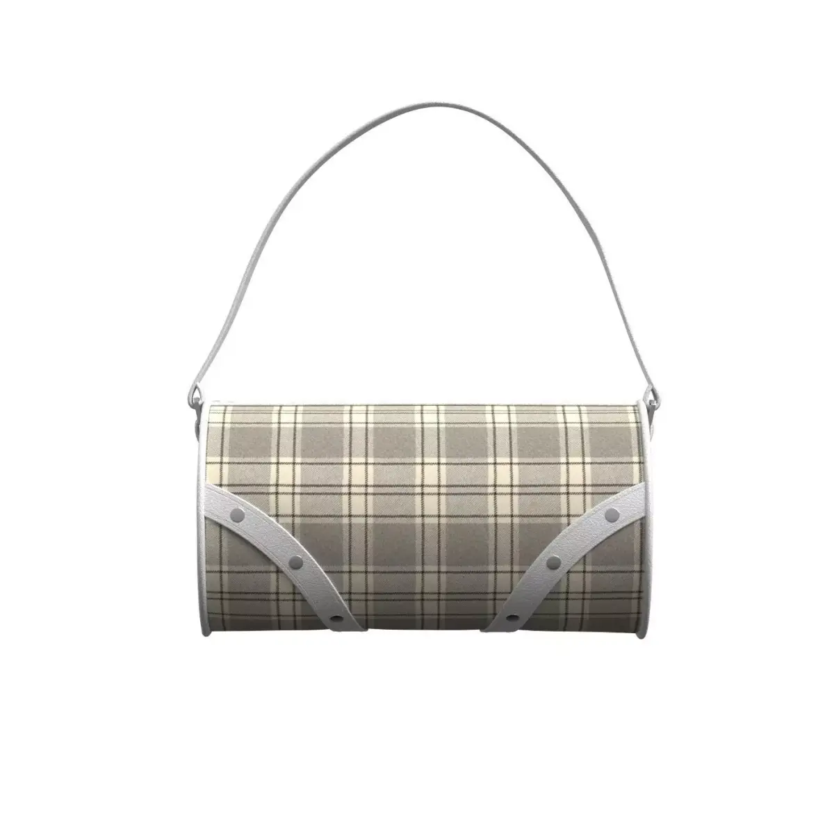 Ivory Plaid Leather Barrel Bag 3D model