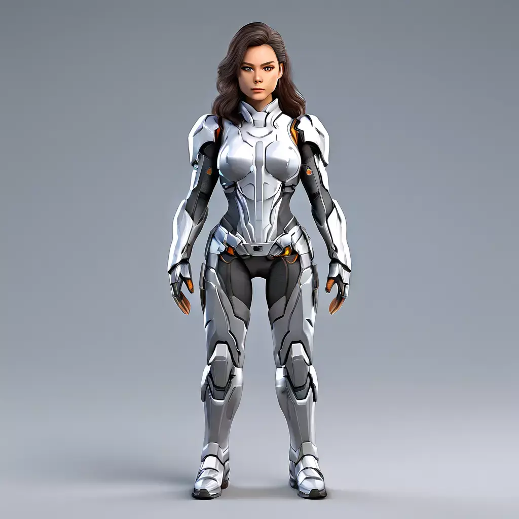 Scifi Female Soldier in Power Armor Low-poly 3D model