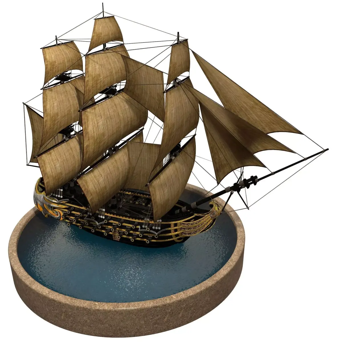 Pirate Ship Low-poly 3D model