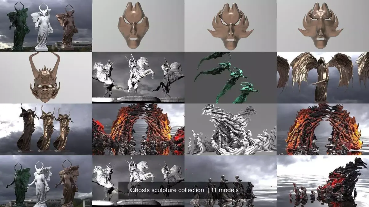 Ghosts sculpture collection  3D Model Pack purchase