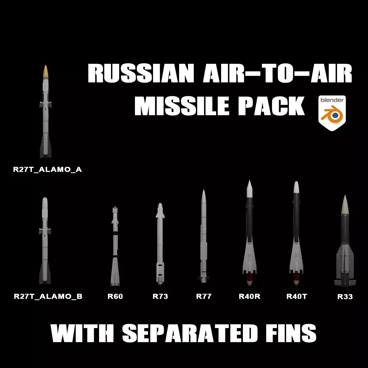 Ultimate Russian Air to Air Missiles Pack Low-poly 3D model