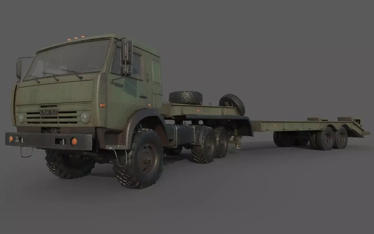 Kamaz 44100 with Trailer 3D model