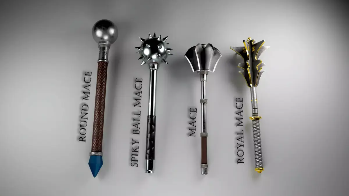 Unique medieval maces pack Low-poly 3D model