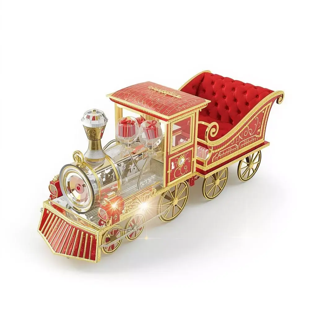 Luxury Crystal Sleigh Train 3D Model Magical Holiday Vehicle Low-poly 3D model