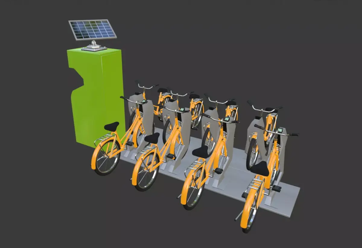 Cartoon City Bike Rental Point 3D model