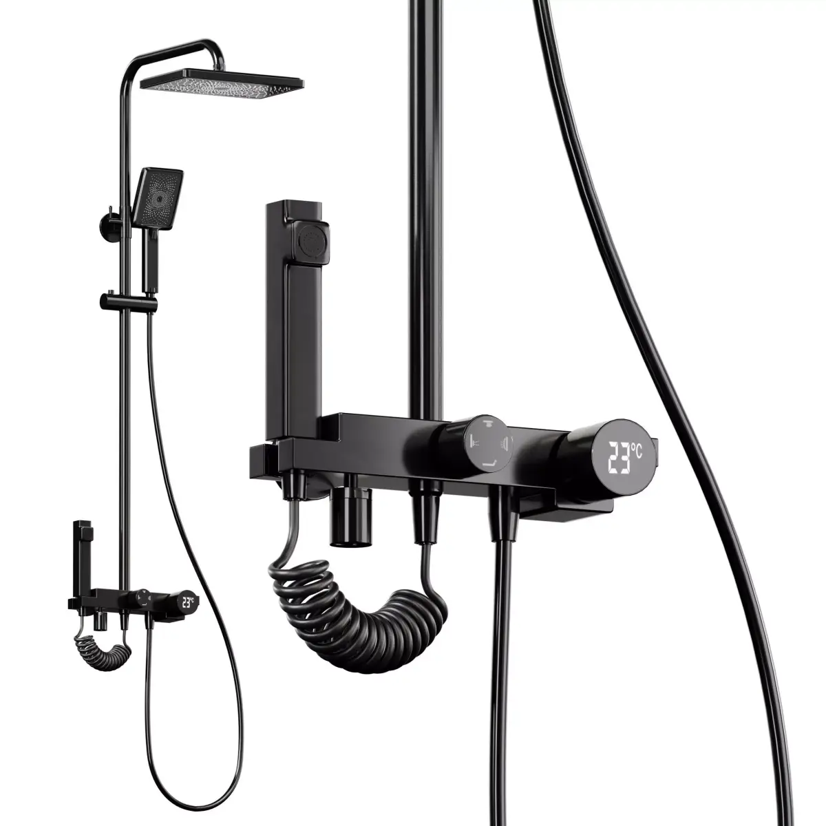 Shower System Square Massage Jet Handheld Shower Head Shower Low-poly 3D model