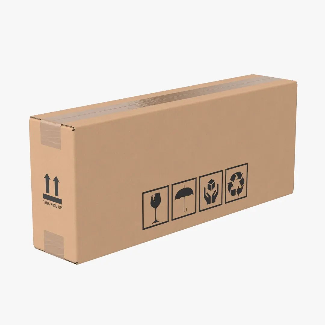Cardboard Box 50x10x20 Closed 3D model