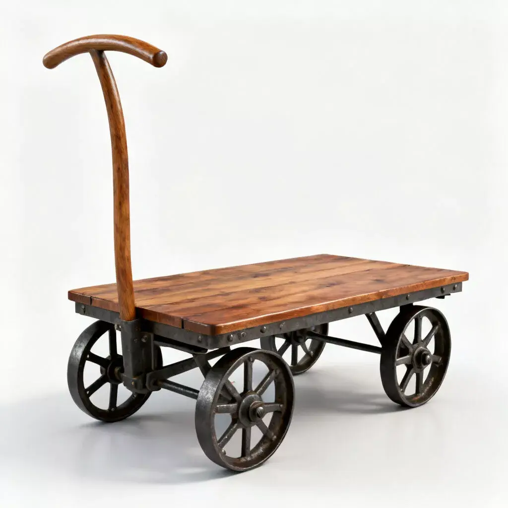 Vintage Industrial Flatbed Cart 3D Model Low-poly 3D model