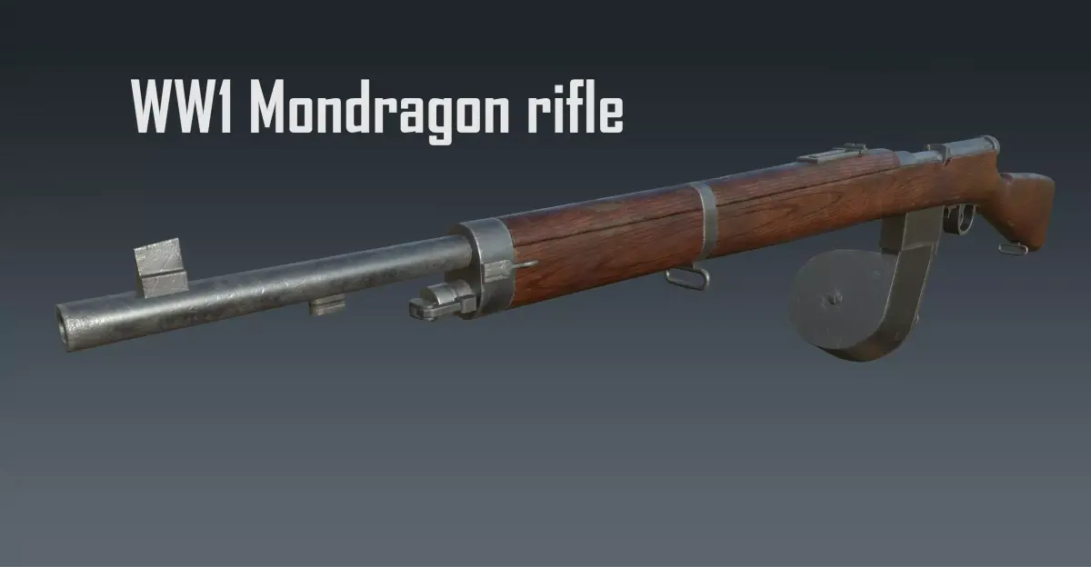 Mondragon WW1 rifle game-ready PBR Low-poly 3D model