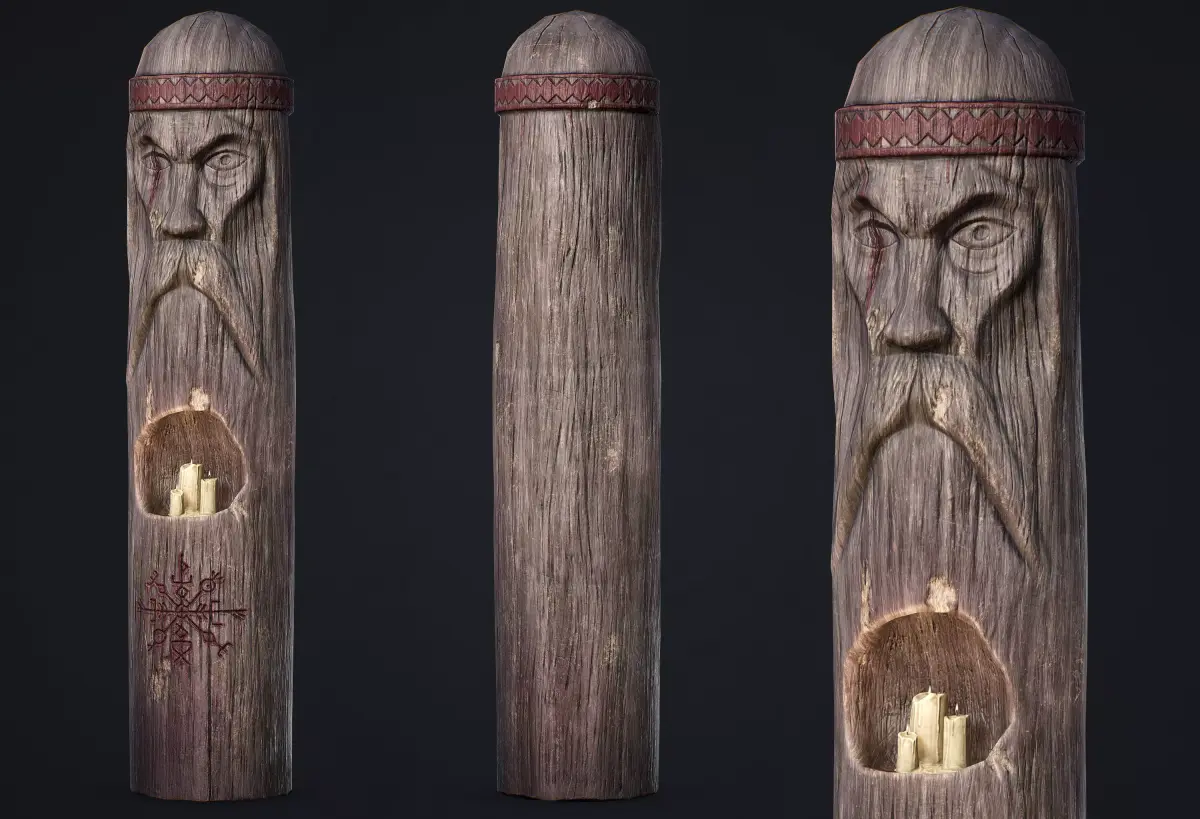 Wooden Totem 4 Low-poly 3D model