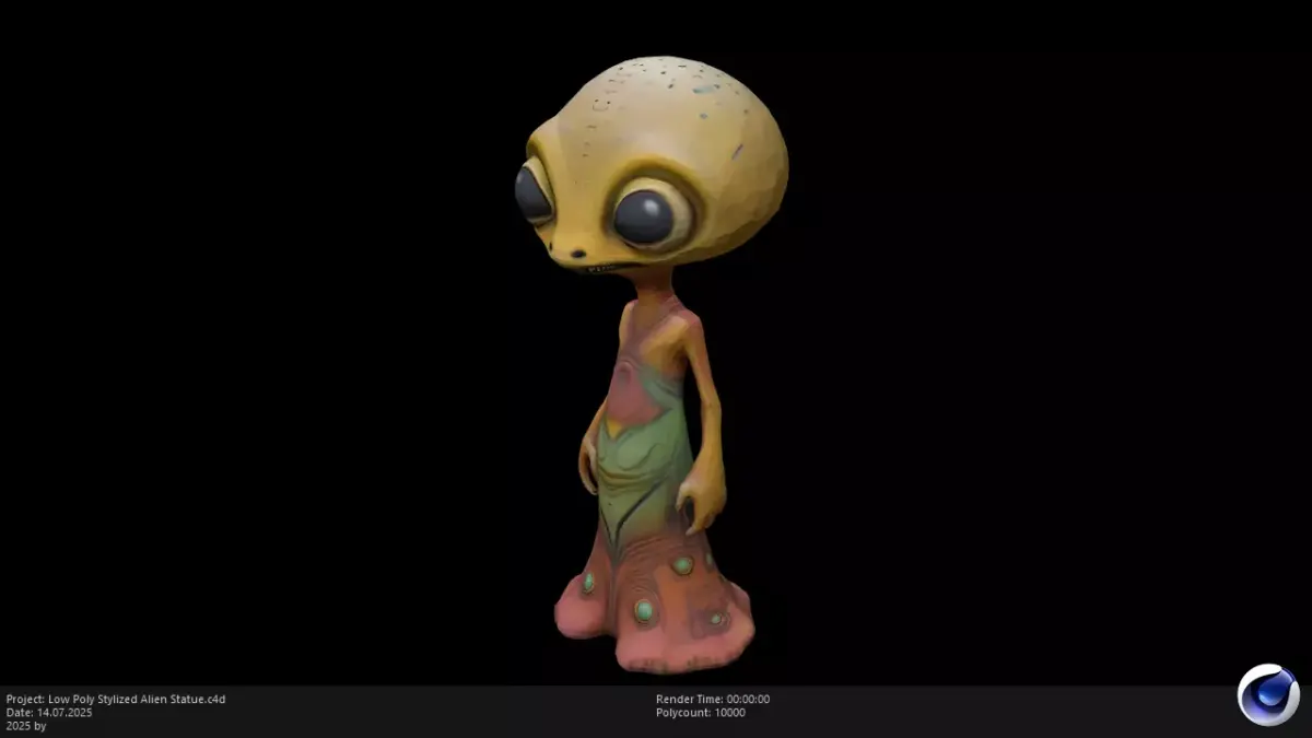 Low Poly Stylized Alien Statue Low-poly 3D model