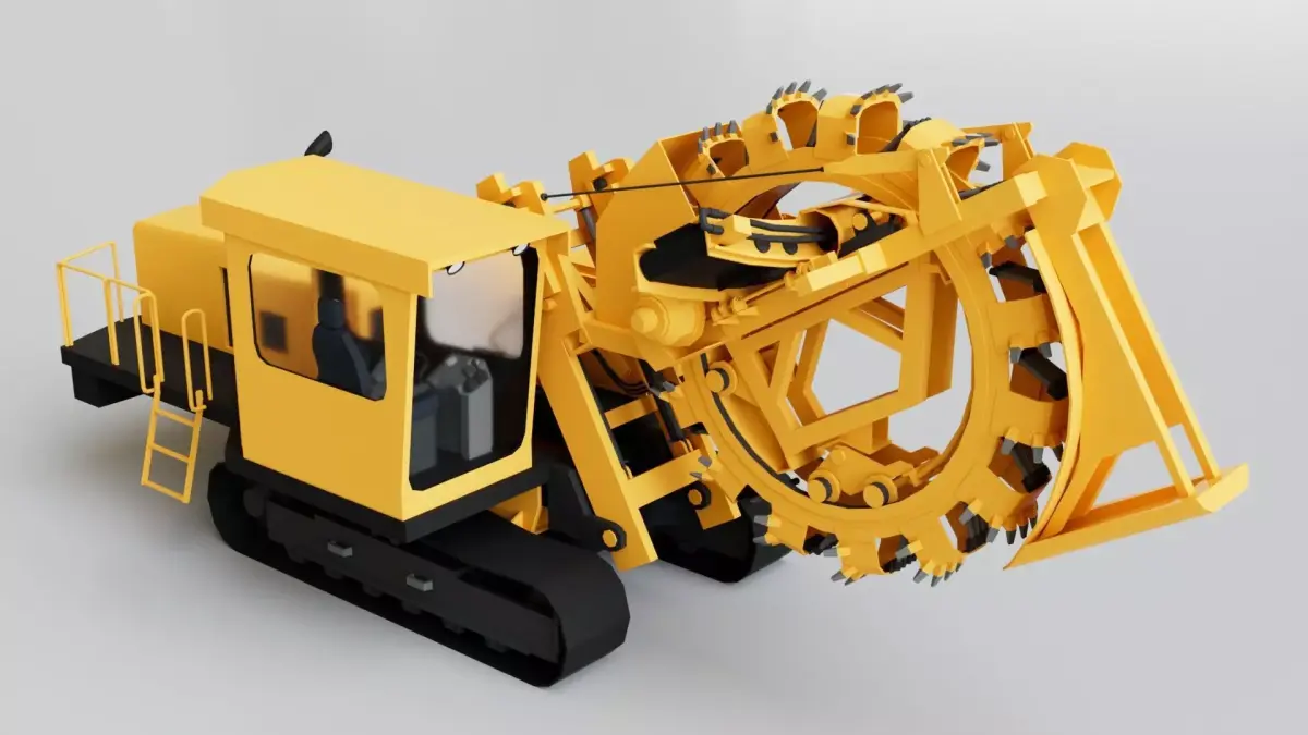Wheel Trencher Heavy Machinery Construction Vehicle Low-poly 3D model