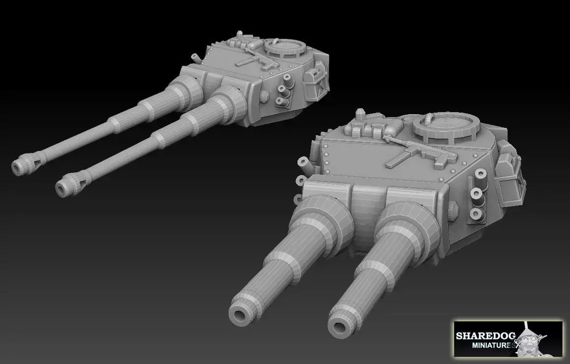 Double Barrelled Tiger Tank Turrets 3D print model