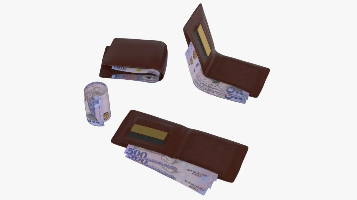 Saudi 500 Riyals Wallet Money Purse 3D model