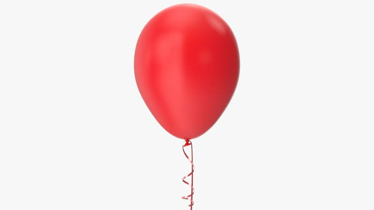 Red Balloon with Ribbon 3D model