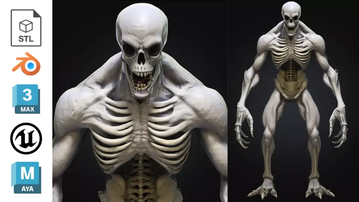 Undead Bone Horror Creature Monster Sci Fi Alien Low-poly 3D model