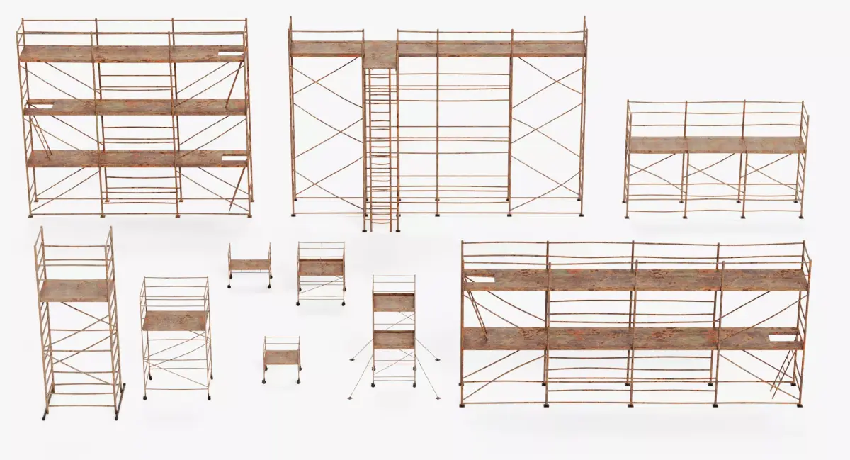 -Old Rusty Scaffolding Set- 3D model