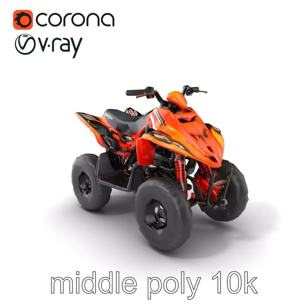 Orange Quad Bike Sporty Design model pack Low-poly 3D model
