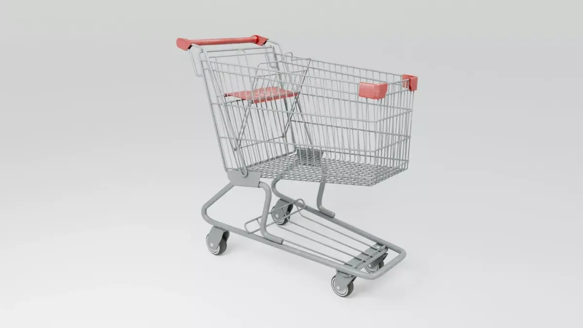 Grocery Shopping Cart Low-poly 3D model