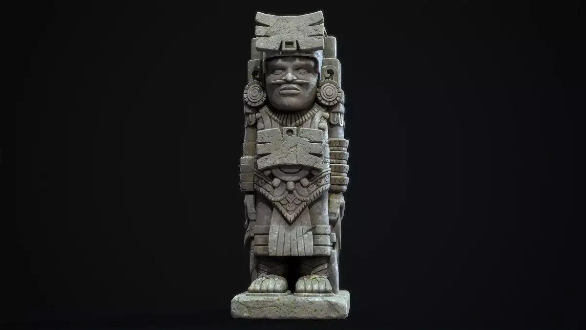 Statue Aztec Warrior Low-poly 3D model