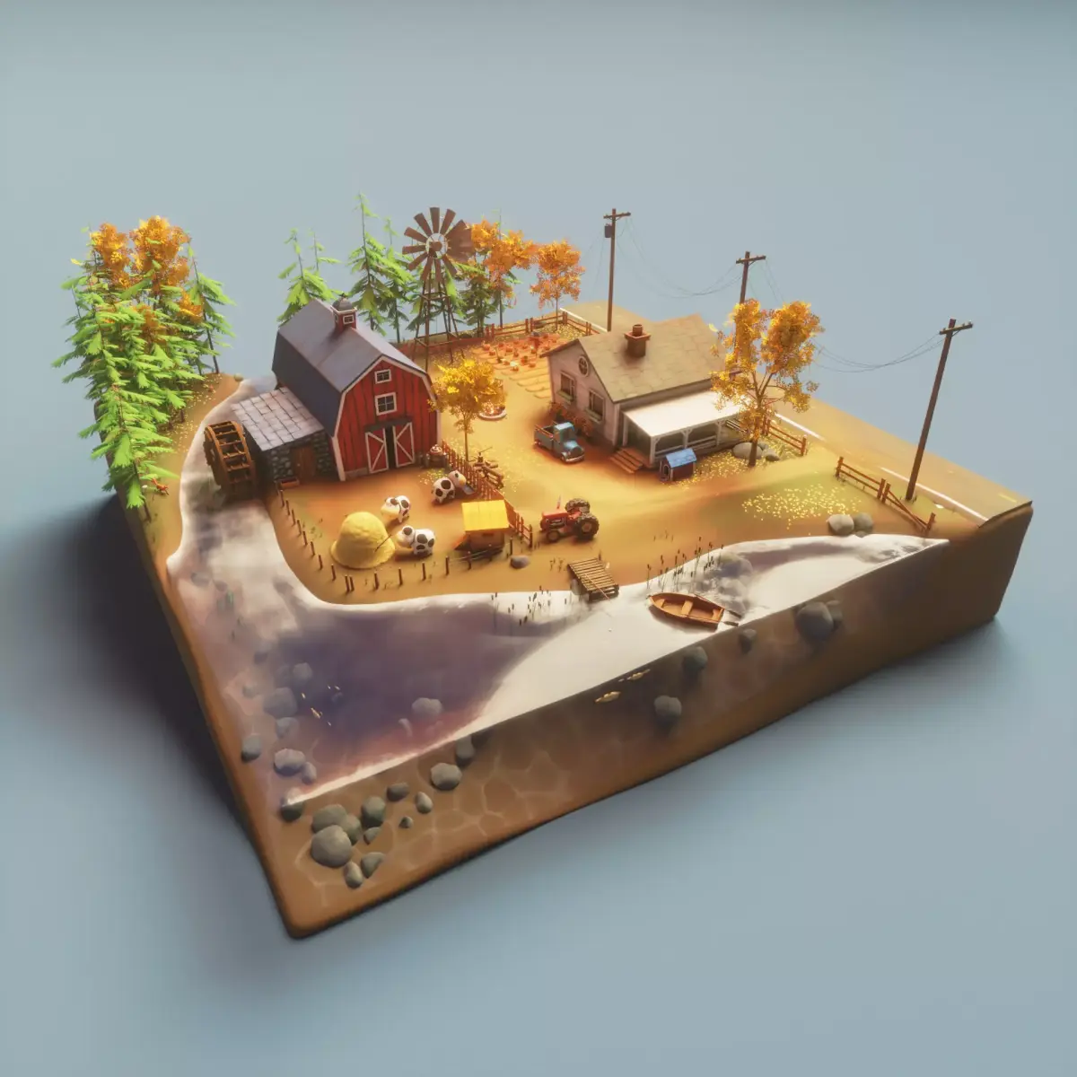 Farm prop pack - stylized Low-poly 3D model